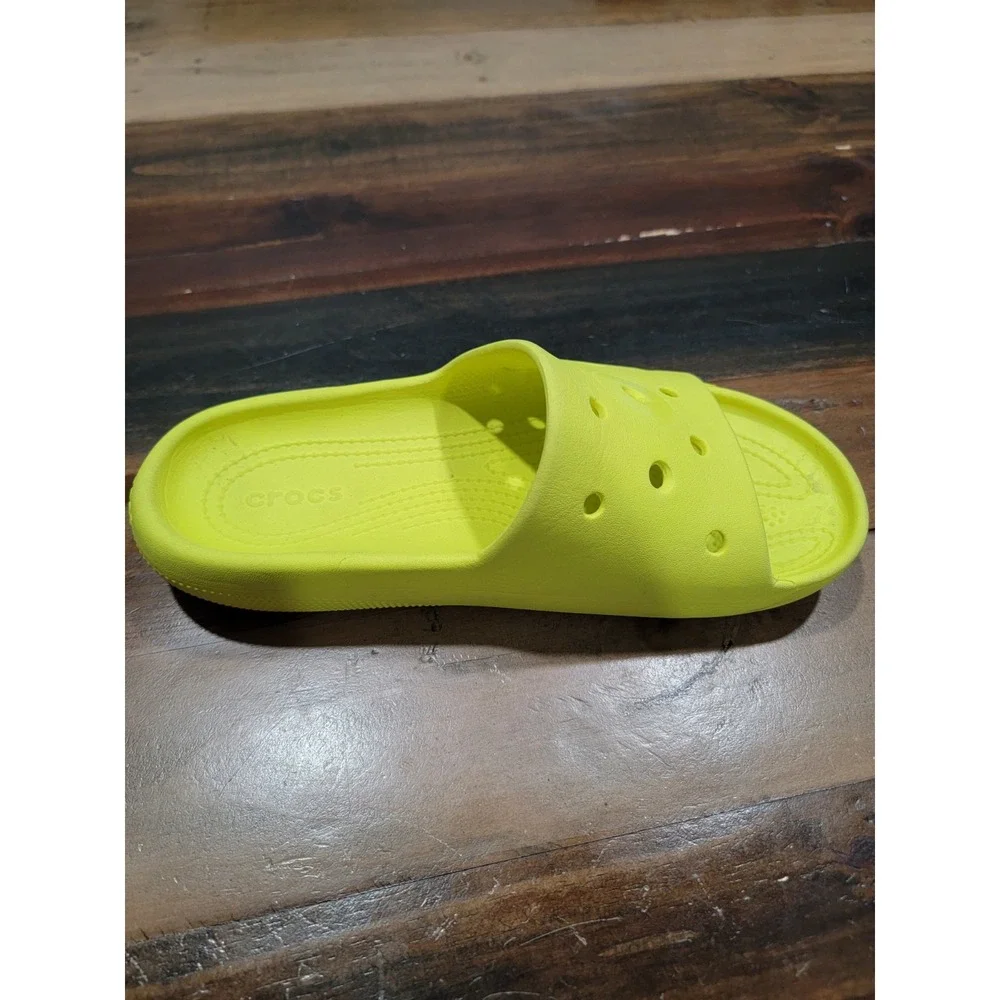 CROCS ICONIC COMFORT SLIDES Size Mens 5 Hi-Visibility YELLOW Slip Ons SO COMFY